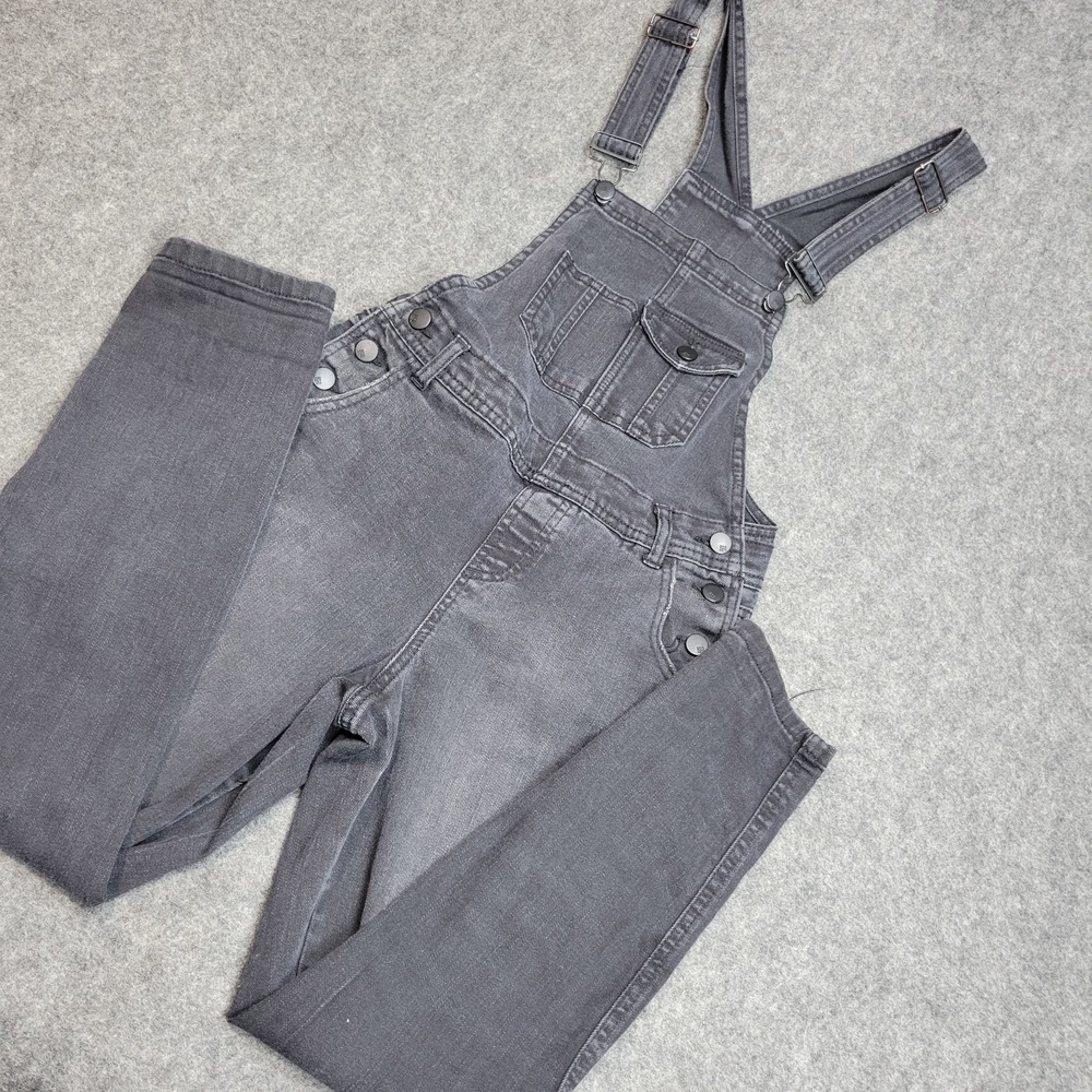 RSQ Overalls Womens 0/24 Gray Distressed Adjutable Straps Y2K Grunge 2000s